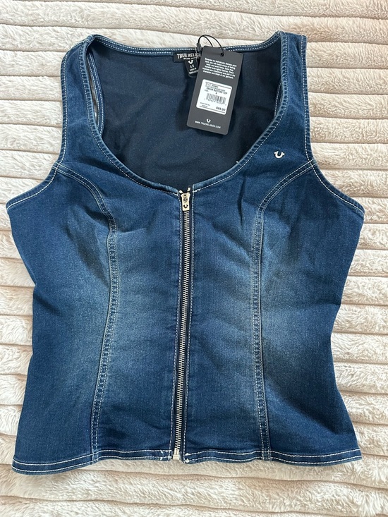 True Religion Jackets & Blazers - True Religion Medium Blaze Wash Denim Bustier Top - Dark Blue